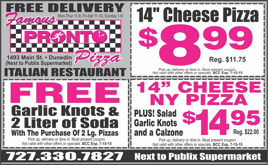 Coupon for Famous Pronto Pizza